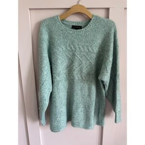 Lane Bryant Mint Green Cable Knit Chevron‎ Crew Neck Sweater Womens 14/16